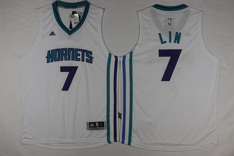 Men Charlotte Hornets 7 Lin White Throwback Stitched NBA Jersey